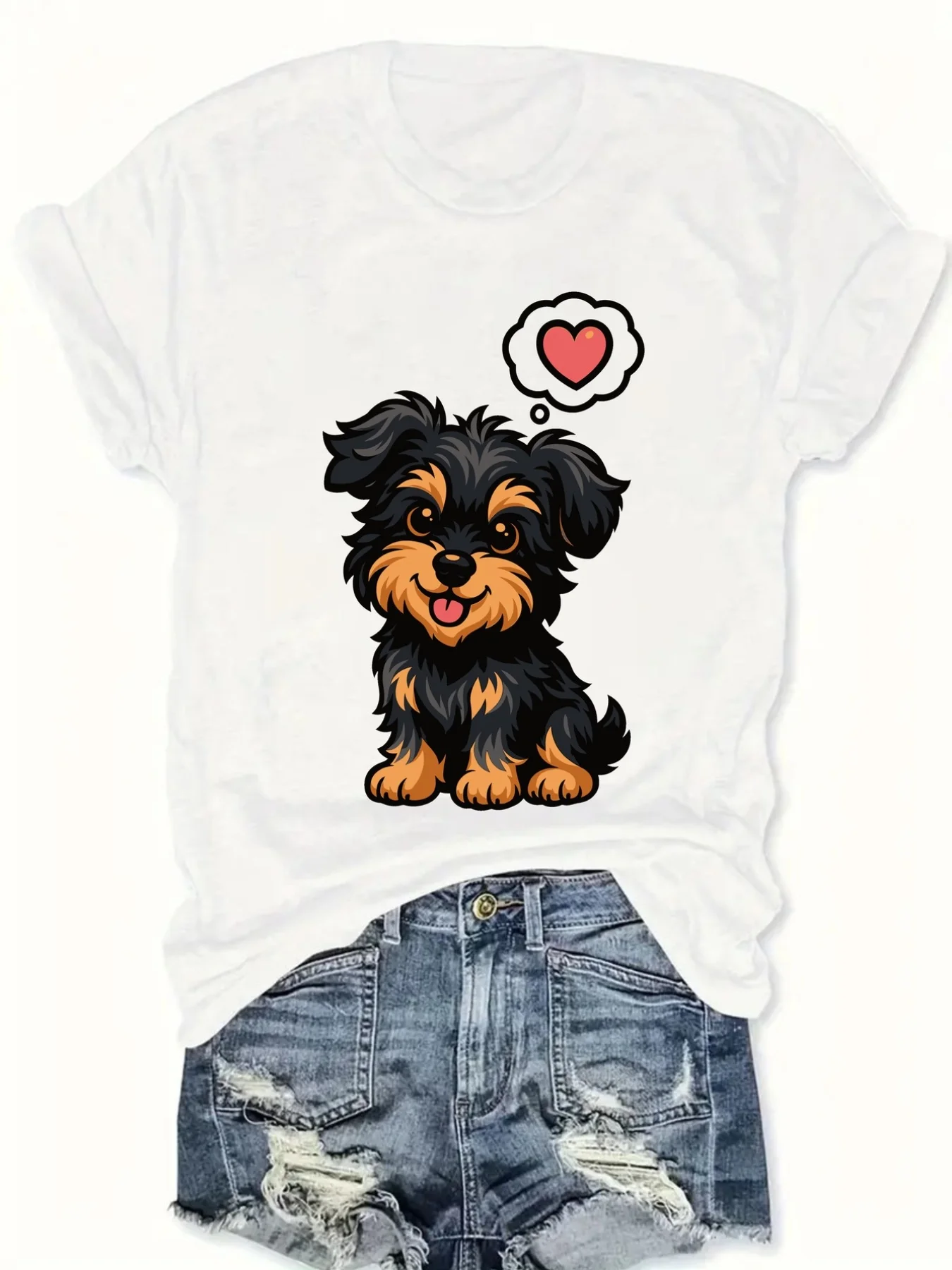 Women's Cute Puppy Lover T-shirt Short Sleeve Crew Neck Casual T-shirt for Everyday Comfort in All Seasons Fashion Summer Y2Ktop