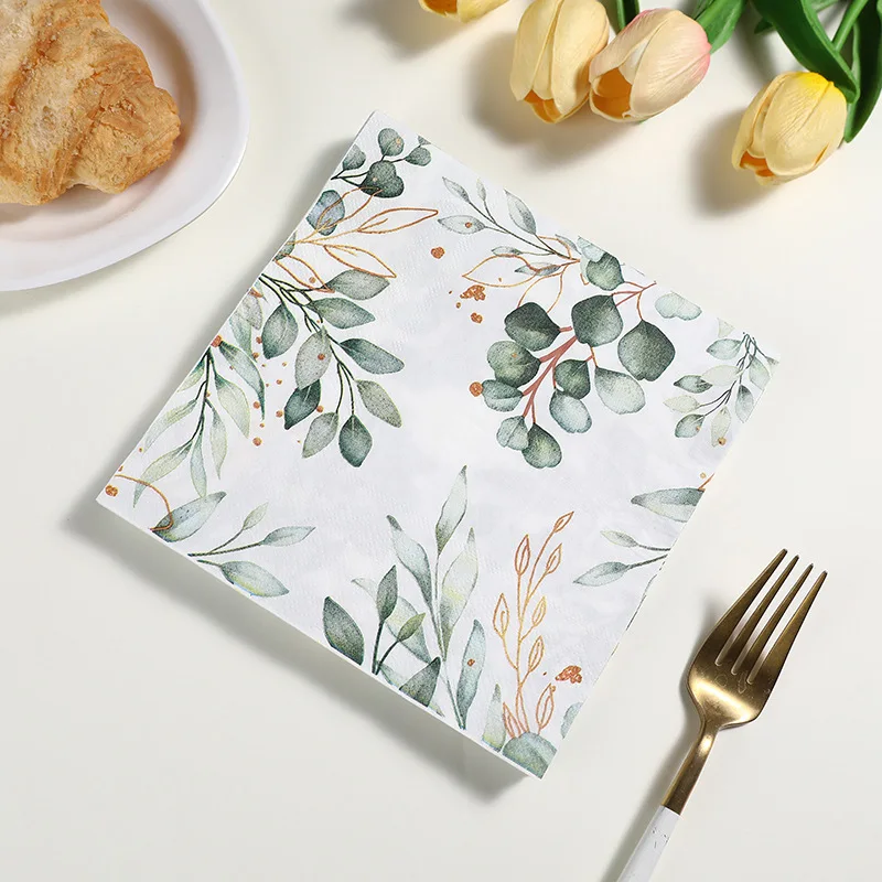 Eucalyptus Green Leaves Paper Napkins Decoupage Botanical Wedding Bridal Baby Shower Party Supplies DIY Table Decor Cumpleaños