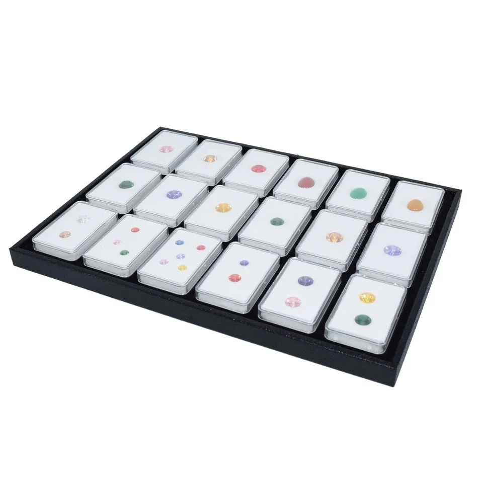 

18Pcs/set Acrylic Clear Square Box Jewelry Storage Box Gemstone Case Double Layer Memory Cotton Inner Pad Injection Molding Box