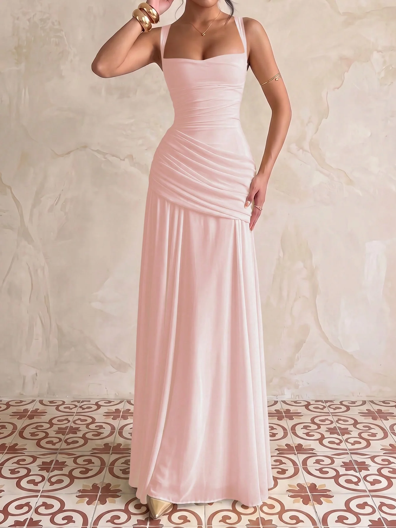 Vestido Longo Bodycon Rosa Ele - Formal Wear Gowns For Women avaliação e preço