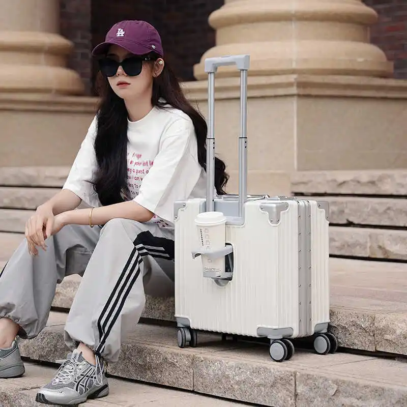 18-inch Lightweight Mini Carry-On Suitcase 20-inch Combination Lock Suitcase Trolley  Luggage Aluminum Frame