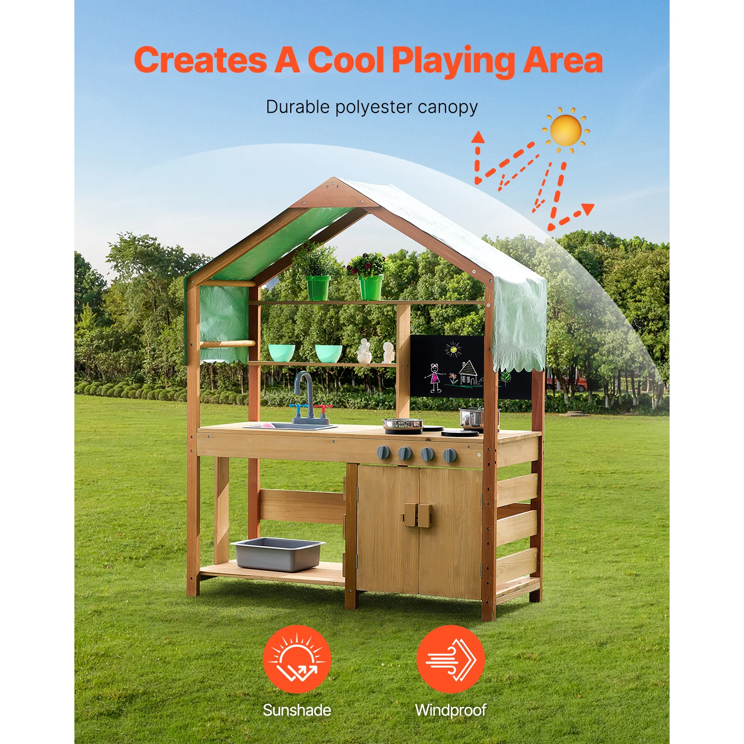 SucceBuy الطين تجهيزات المطابخ المطبخ لعب الاطفال في الهواء الطلق طفل بقالة مخزن Playset مع مواقد صنبور للأطفال هدايا عيد ميلاد