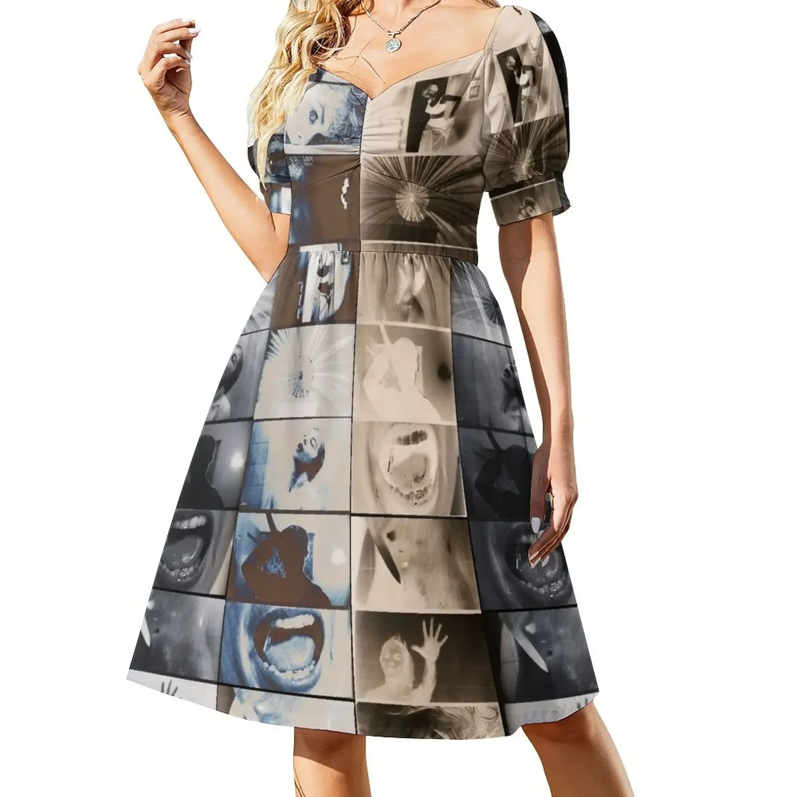 

Psycho Shower Scene, Gray Pattern, Officially Licensed Fan Art Short-Sleeved Dress dress korean style Dress