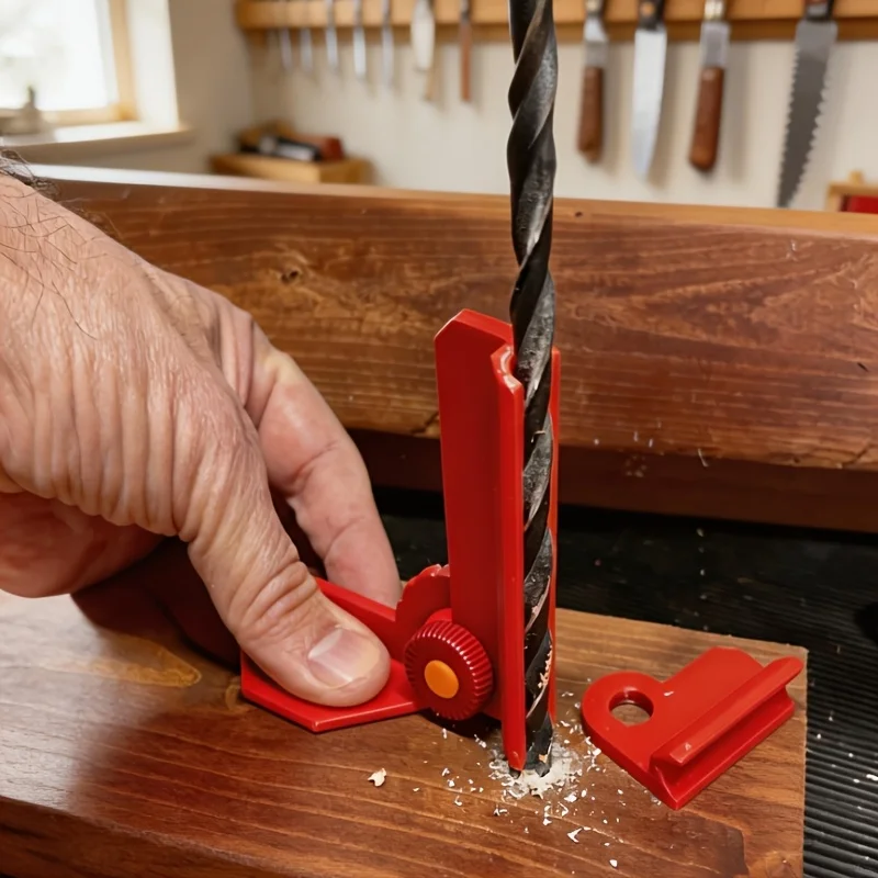 Guia de Perfuração Ajustável em 5 Ângulos 0 ° 30 ° 45 ° 60 ° 90 °   Gabarito de Perfuração de Precisão com 3 Comprimentos Substituíveis, Ferramenta Portátil para Marcenaria DIY