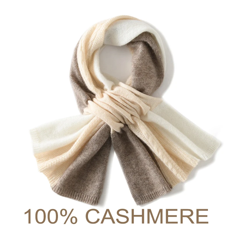 

Patchwork Color Block Cashmere Scarf for Men and Women Couple Knitted Cashmere Neck Warmer Winter Warm Cross Scarf Neck Gaiter