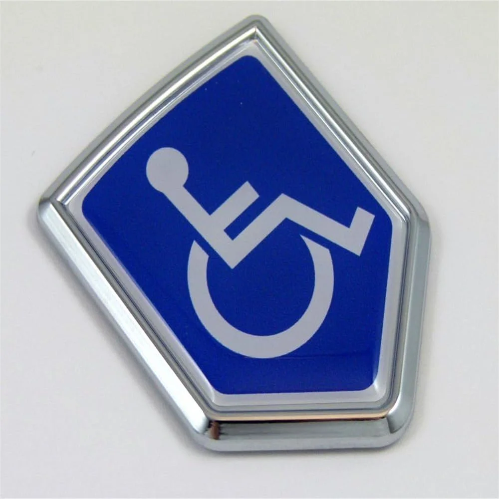 AliExpress Handicapped Decal Car motorcycle Chrome Emblem Shield Shape Sticker Badge Sign Crest Bike Autocar emblems