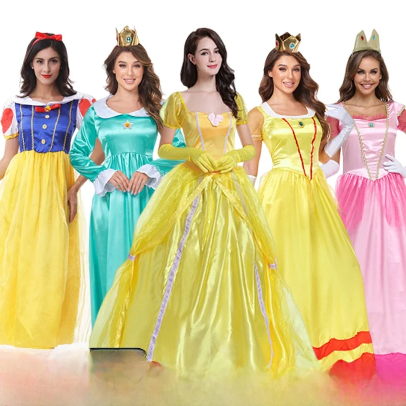 

Halloween Fairy Tale Costume Party Cinderella Sleeping Beauty Adult Women's Cotton Ball Gown Princess Dress Traditional Hanfu