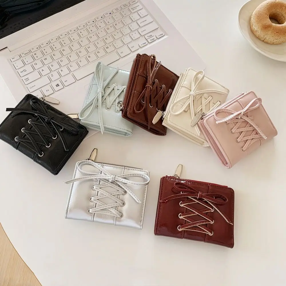 

Simple Korean Style Bow Wallet Purse Ultra Thin Card Bag Multi Slot Card Holder PU Leather Card Holder Travel