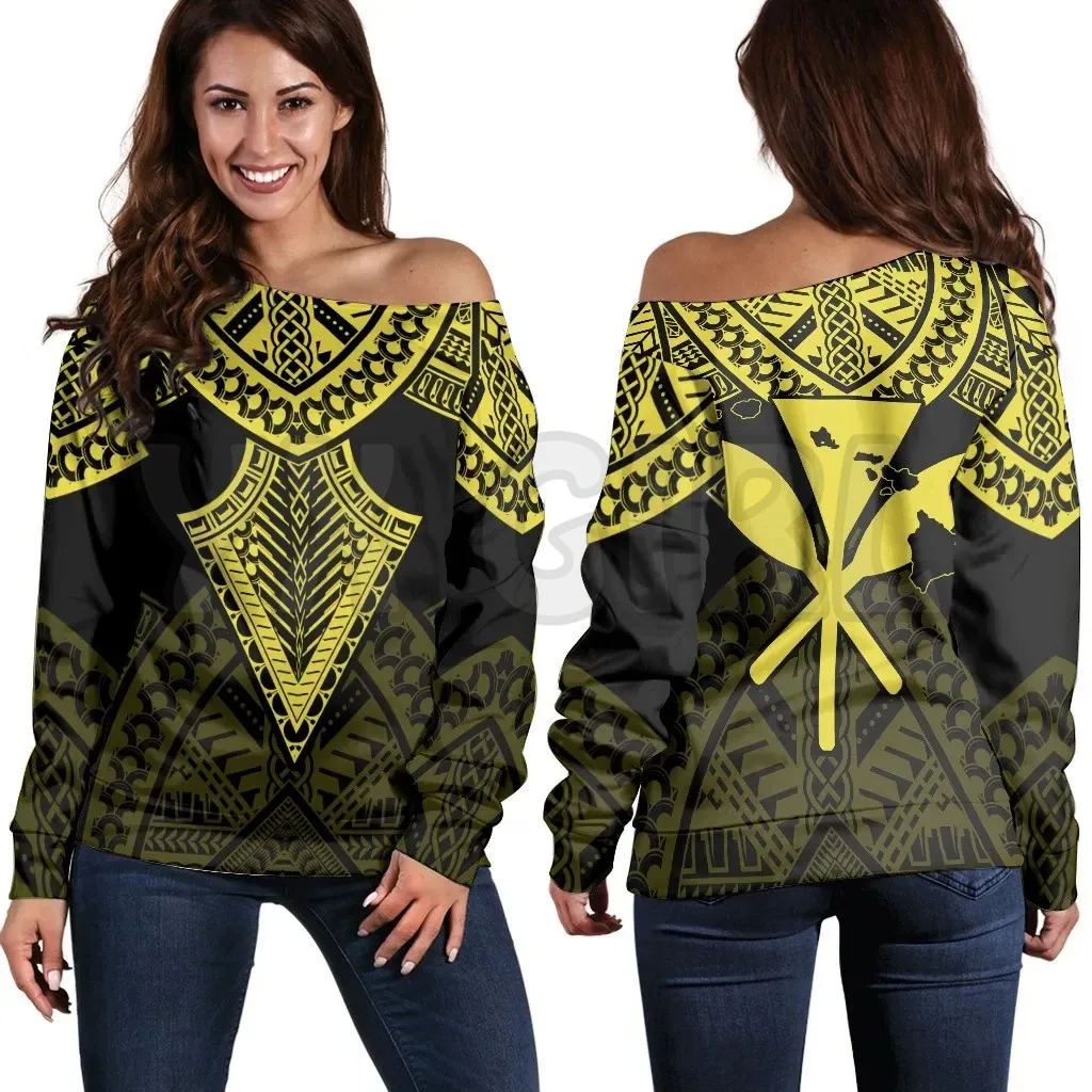 YX GIRL  Hawaii Polynesian Limited   3D Printed Novelty Women Casual Long Sleeve Sweater Pullover