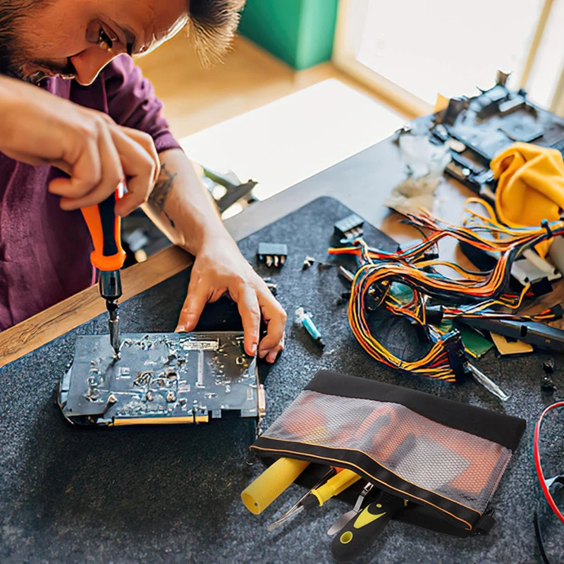 Doorzichtig Gereedschapstas Met Ritssluiting, Kleine Gereedschapstas Met Ritssluiting En Gereedschapstas Met Gaasraam Elektricien Voor