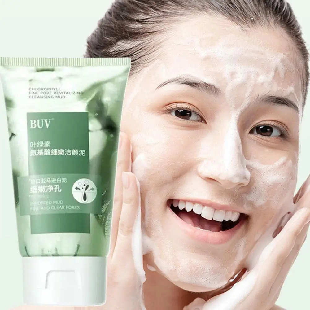 

BUV Chlorophyll Amino Acid Cleansing Mud Mild And Clear Skin Cleansing Oil Control Cleans Fine Pores To Blackhead Cleansing Care