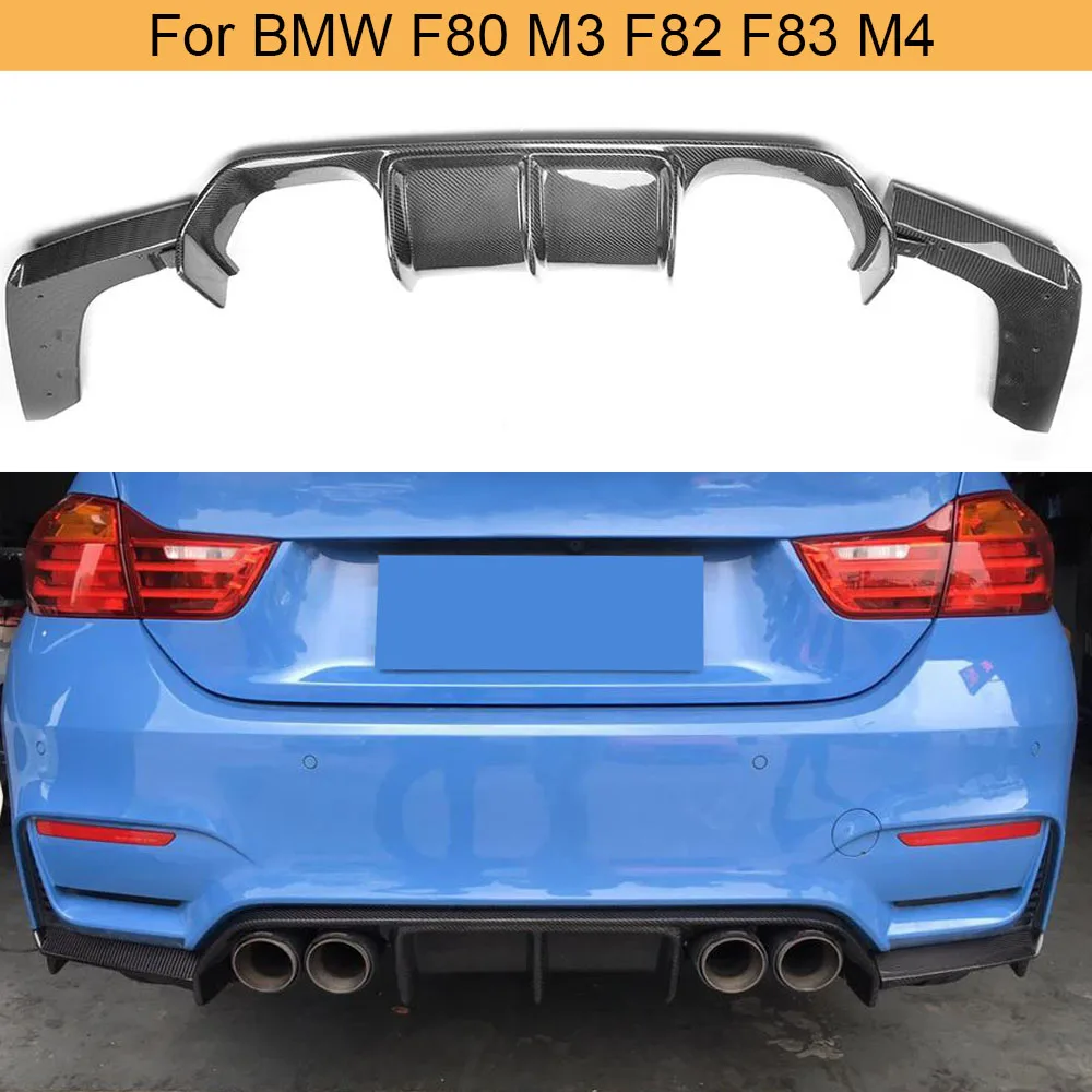 Tylny zderzak samochodowy z włókna węglowego Dyfuzor Warga Spoiler Do BMW serii 3 4 F80 M3 F82 F83 M4 2014-2019 ABS Gloss Black