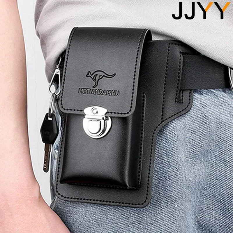 Stonego 1PC Multifunctional Mens Leather Mobile Phone Bag Belt Clip Travel Hiking Case Cover