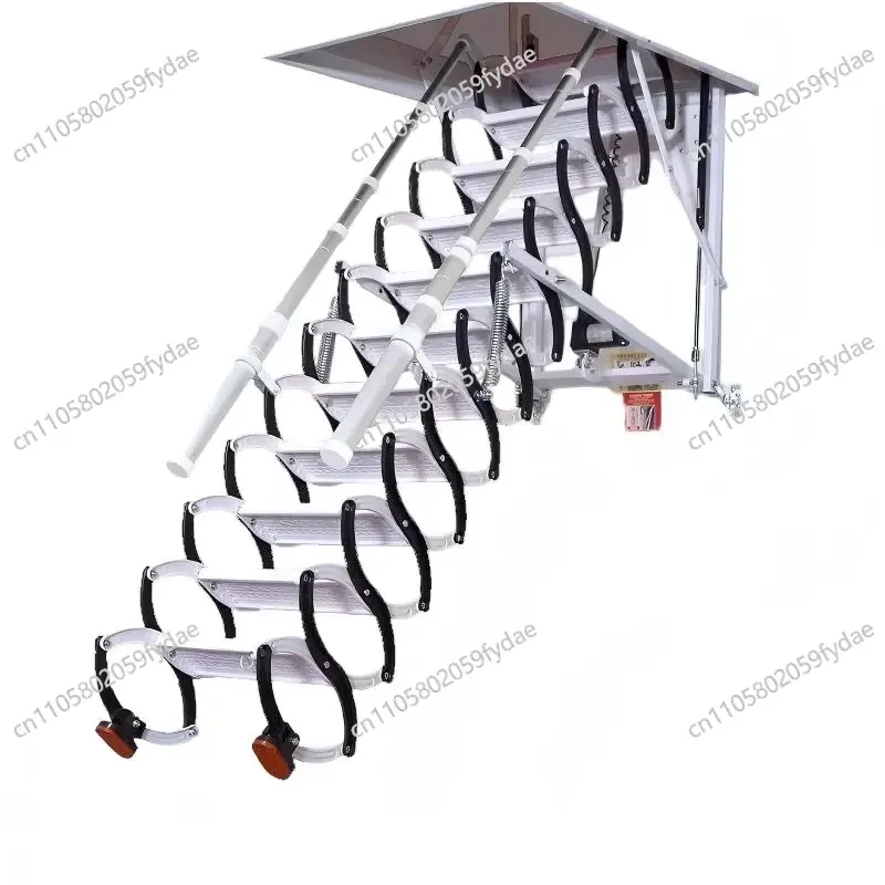 Remote Control Electric Loft Lift; Aluminum Alloy Telescopic Folding Staircase with Emergency Manual Operation Function