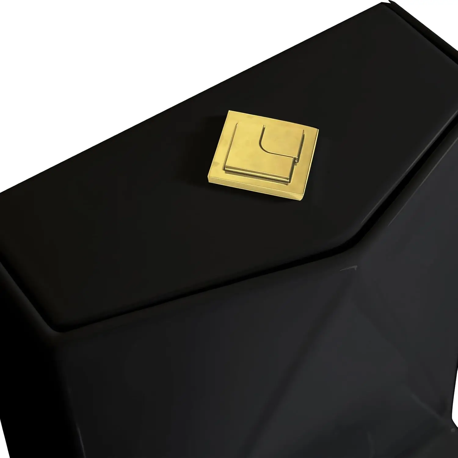 Square One Piece Toilet Black With Gold Button For Modern Bathroom,Diamond-shaped Sleek Design Elonagted Rectangle 17