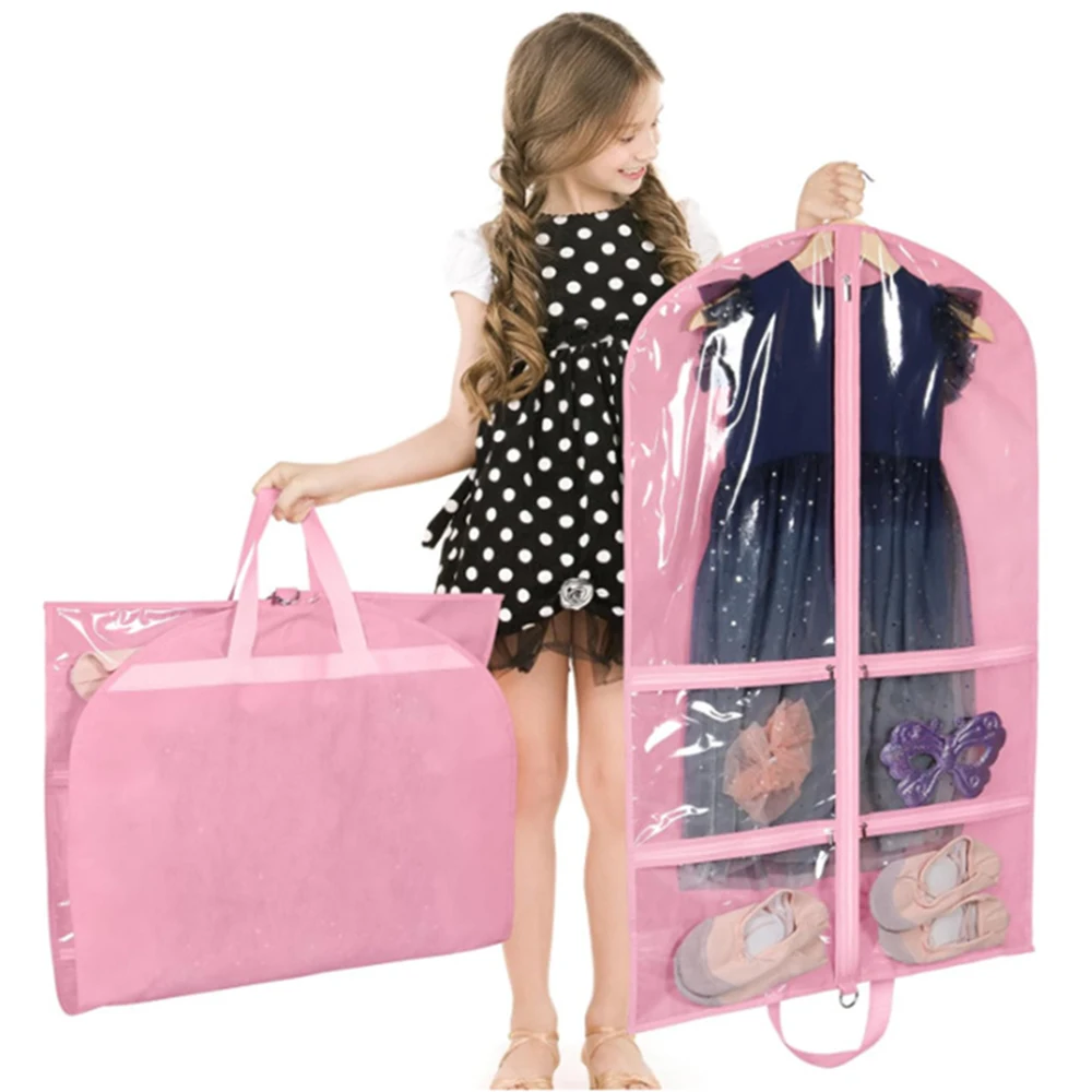 Transparent Dance Costume Garment Bag Plastic Dance Garment Cover with Zippered Pockets Clothes Protectors for Hanging Clothes