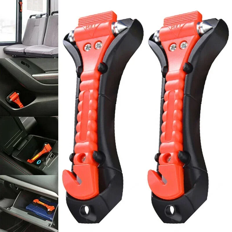 1/2PCS Survival Safety Hammer Camping Driving Car Seat Belt Cutter Emergency Escape Hammer to Break Window Glass