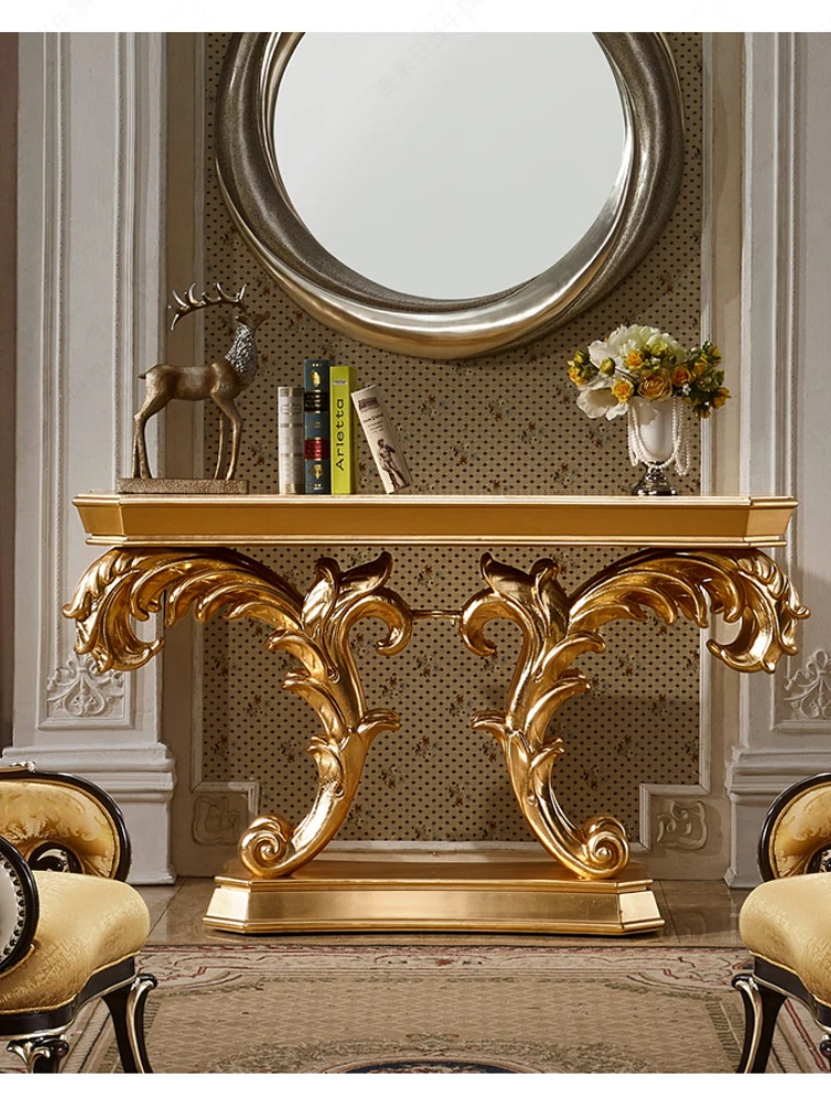 European Style French Retro Console Tables Champagne Gold Hotel Entrance Aisle Entrance Cabinet