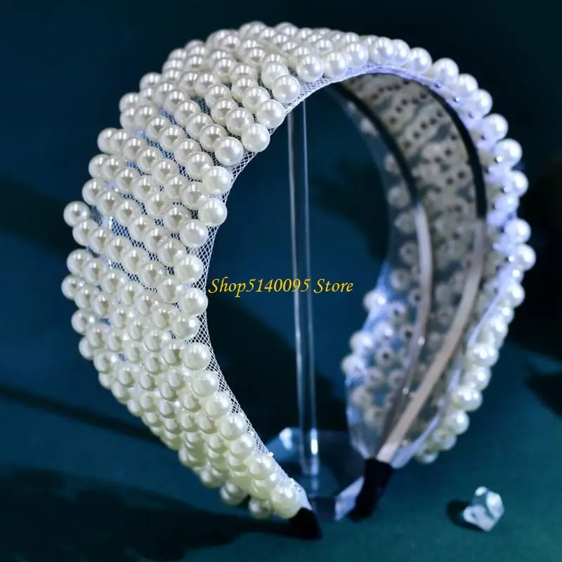 DXAE Feito artesanal Rhinestones Hair Hoop Pearls Bandeira cabelo Filos cabelo confortável para meninas Casamento e festa