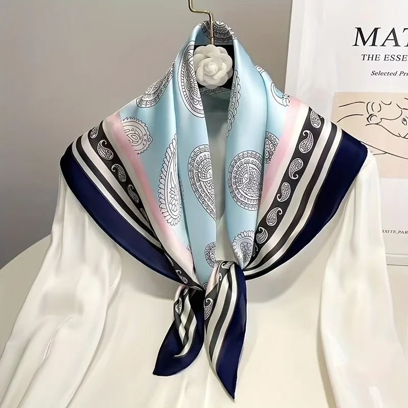 

Шарф из шелка с принтом пейсли, 1 шт., легкий и мягкий, универсальный аксессуар для шеи, головы или сумки для повседневных поездок и отпуска