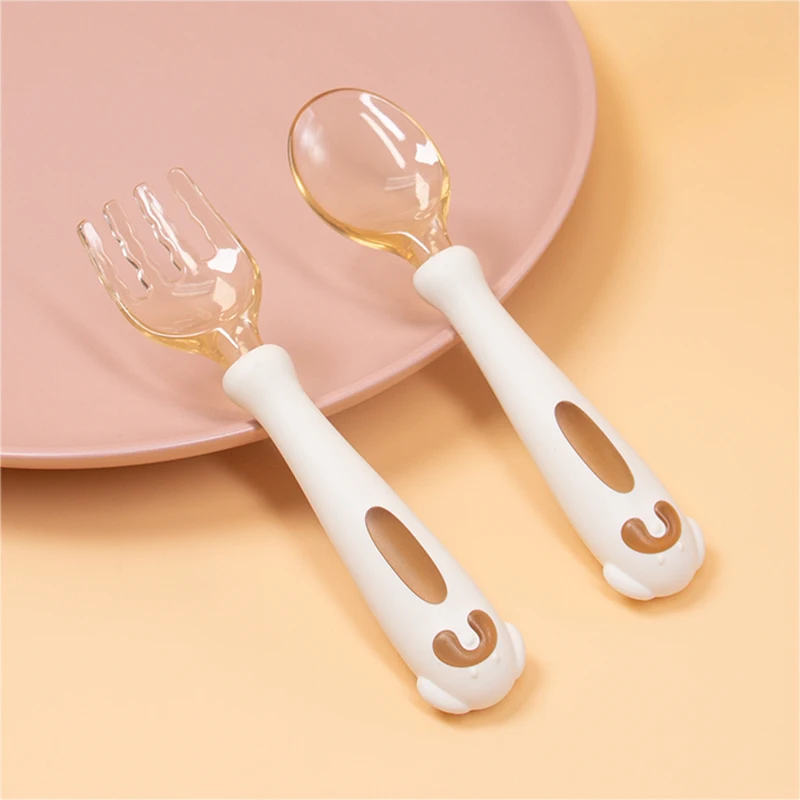 

2 Pcs Baby Silicone Spoon Learning Spoon Set Bring Spoon Fork Silicone Feeding Spoon Training Baby Reborn Silicone Teether Toys