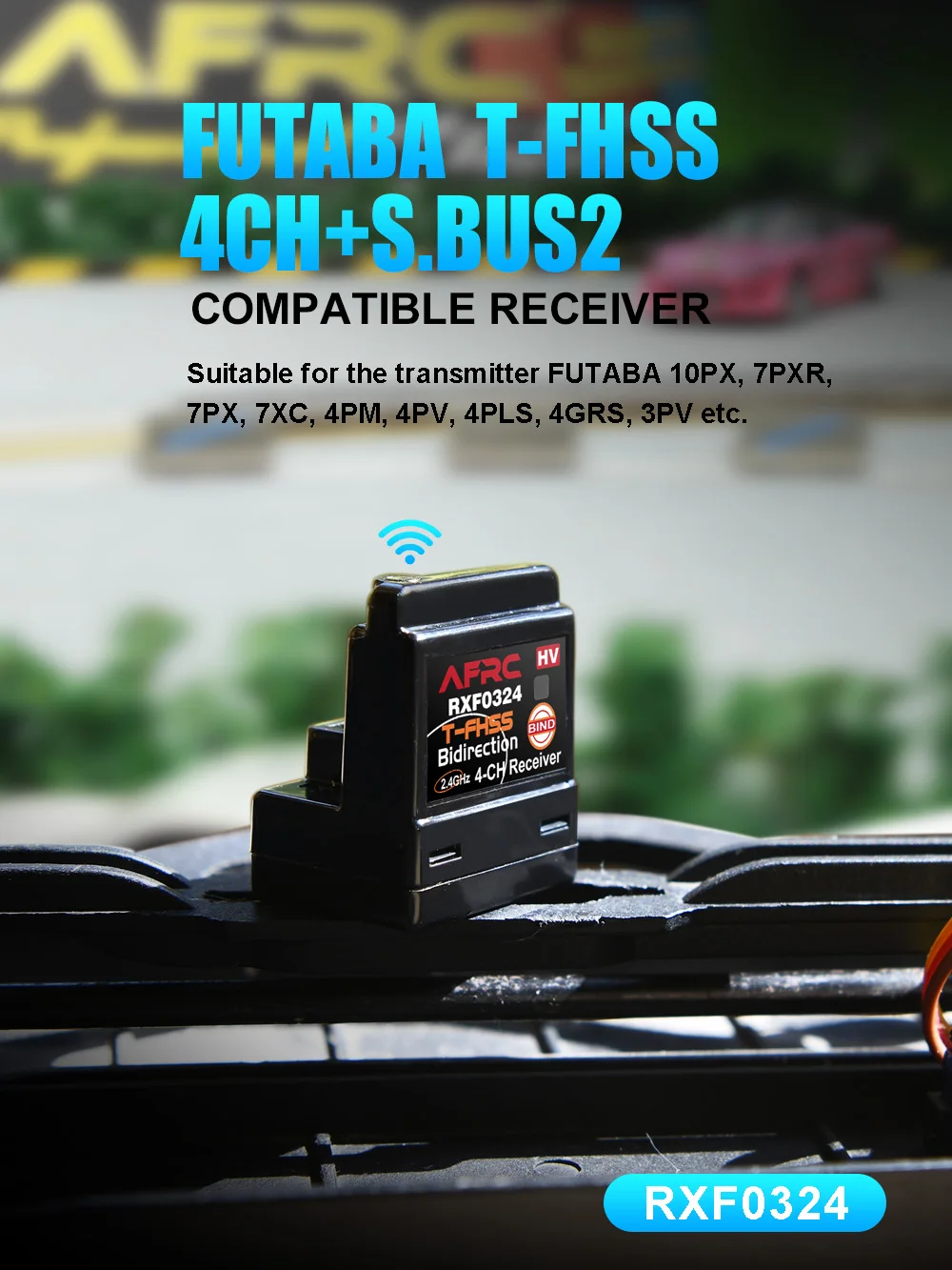AFRC 4-Kanal 2,4G Funkempfänger FUTABA T-FHSS RXF0324 für RC-Autos, kompatibel mit den Sendermodellen 10PX 7PXR 7PX 7XC 4PM – Detail 1