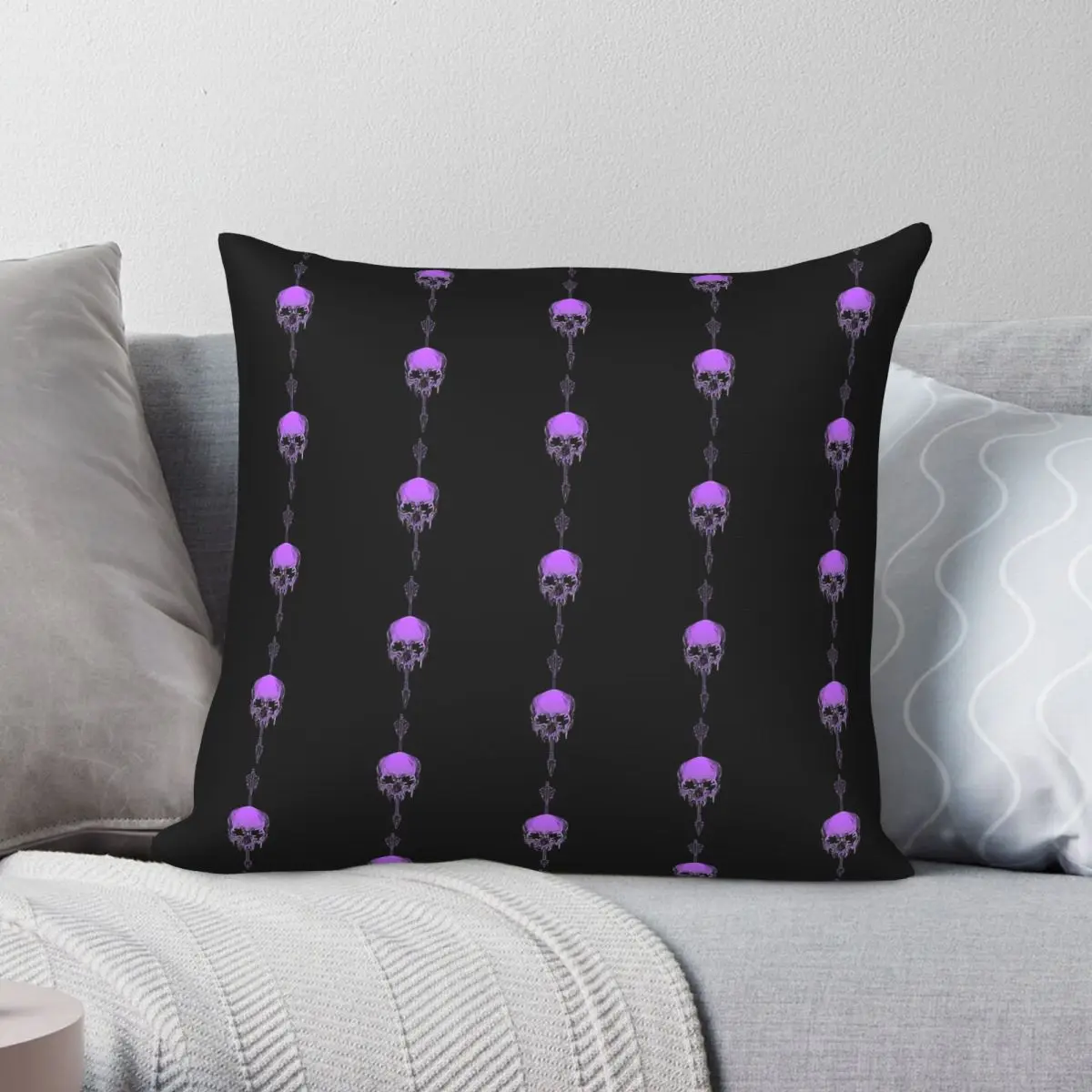 Melting Purple Skull With An Arrow Square Pillowcase Polyester Linen Velvet Printed Decor Throw Pillow Case Home Cushion Case