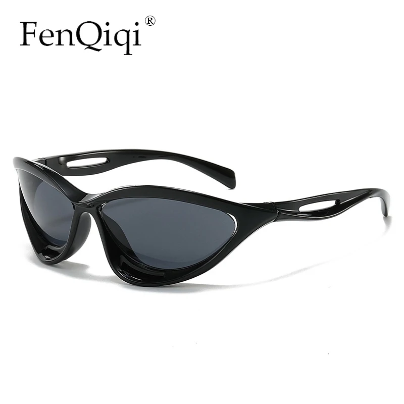 Trendy Futuristic  Y2K Sports Sunglasses Punk Luxury Outdoor Eyewear Glasses Brand Design For Driving Temple Shades UV400 Óculos