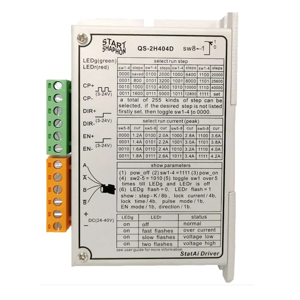 O novo driver de passo bifásico do cnc, motorista de passo all-digital de starr QS-2H404D, é apropriado para 57byg250a/b/c/c1/d/e