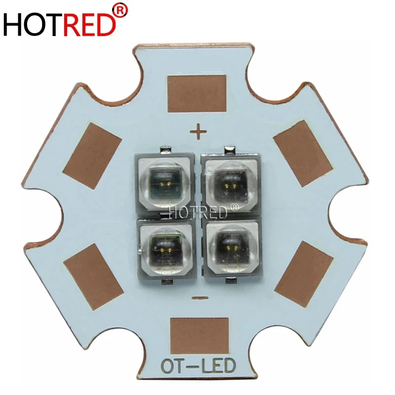 10W-12W EverLight 3535 4Chips 4-LEDs 3V6V12V Infrared IR 850nm 940nm 730nm High Power LED Emitter Diode with 20mm Copper PCB