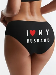 Women's sexy black behind letter printed seamless Low  underwear Summer Comfortable Underwear
