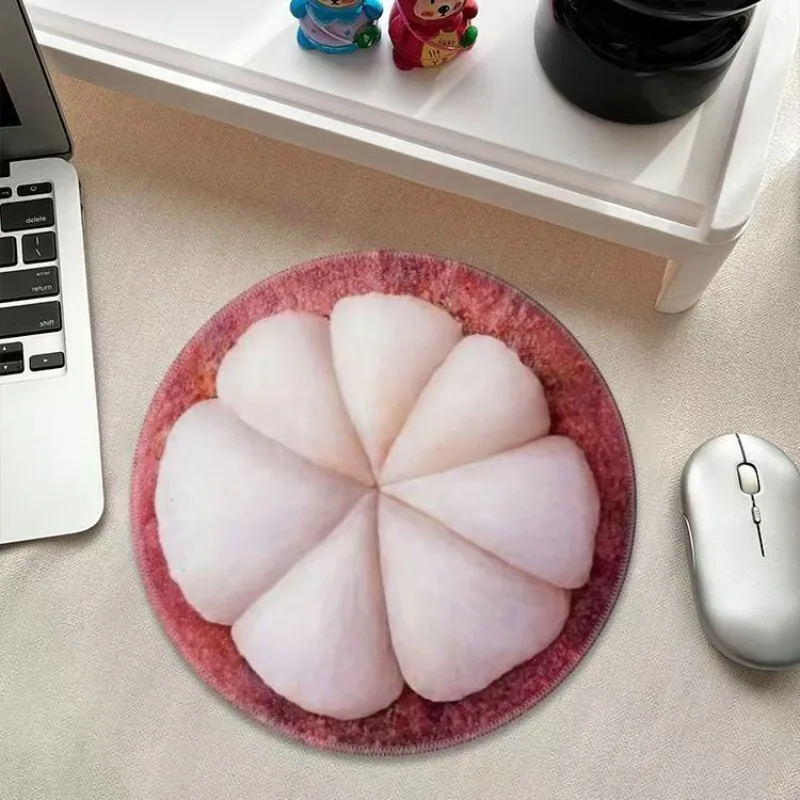 夏シミュレーションフルーツマウスパッドラウンド HD プリントかわいいゴム滑り止め洗える高品質コンピュータゲームアクセサリー耐久性