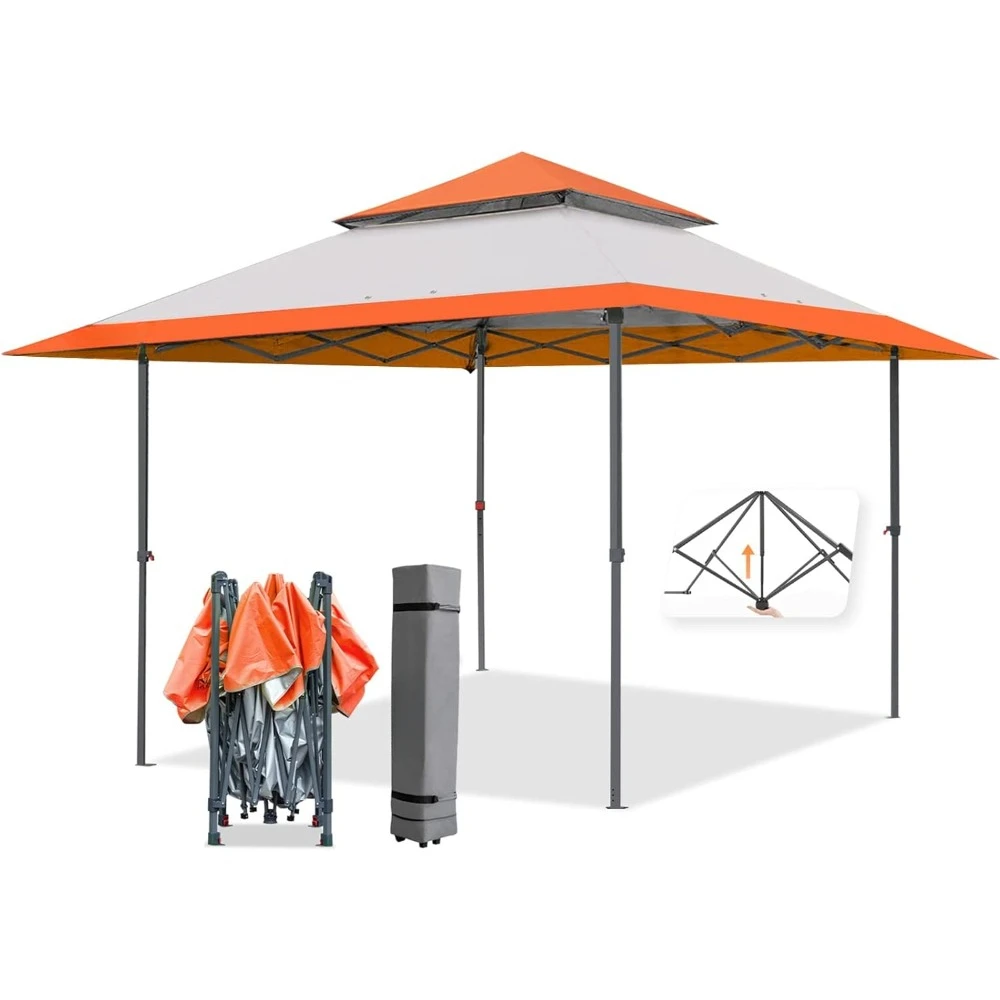 13x13 Instant Outdoor Canopy Easy Single Person Set-up Folding Shelter w/Auto Extending Eaves 169 Square Feet of Shade