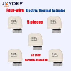 (5pieces)4 Wires 24V 230V Thermal Actuator (Zone Valve) for hydronic Water/Glycol pex Radiant Floor Manifold