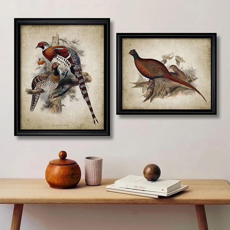 1pc Pheasant Wall Art Prints Vintage Bird Poster Canvas Painting Game Hunting Bird Art Print For Bedroom Living Room Home Decor