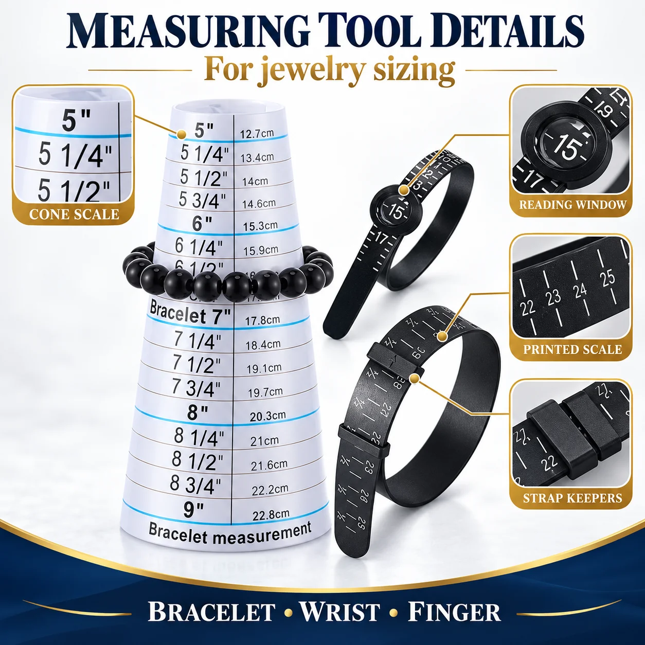 Bracelet Sizer Measuring Tape Wrist Bangle Gauge Ring Finger Soft Ruler Jewelry Measure Tool for DIY Beading Craft Making Repair