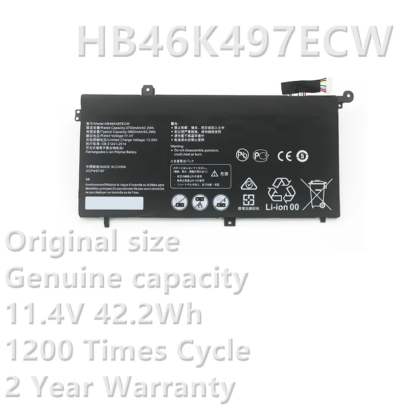 CSBD HB46K497ECW 11.4V 42.2Wh/3700mAh New Laptop Battery For Huawei Matebook D 2018 PL-W19 MRC-W60