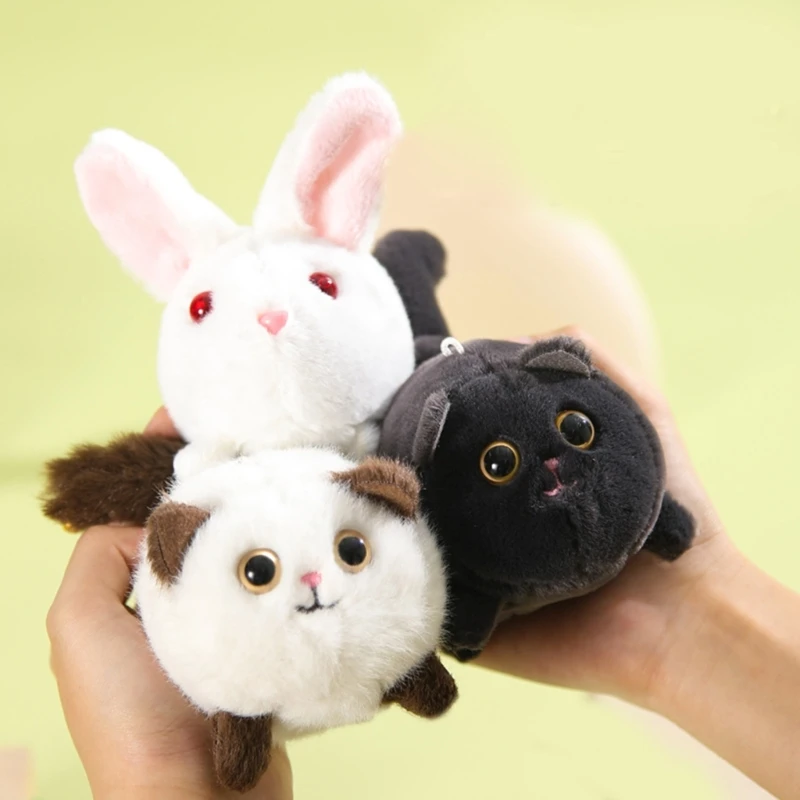 Tail Wagging Cartoon Plush Pendant Keychain Ornament Backpack Hanging Pendant Stuffed Animal Novelty Purse Bag Pendants