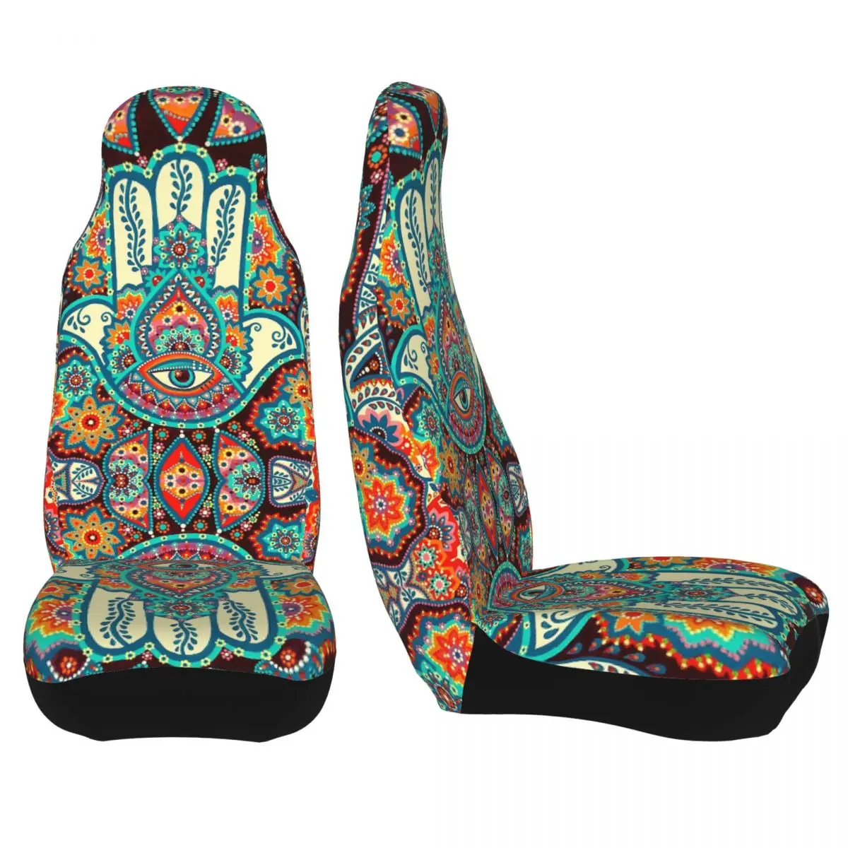Hamsa ręcznie czeski uniwersalny pokrowiec na siedzenia samochodu wodoodporny kobiety hipisowska Mandala Paisley Boho mata na siedzenie samochodowe włókno polowanie — zdjęcie 4