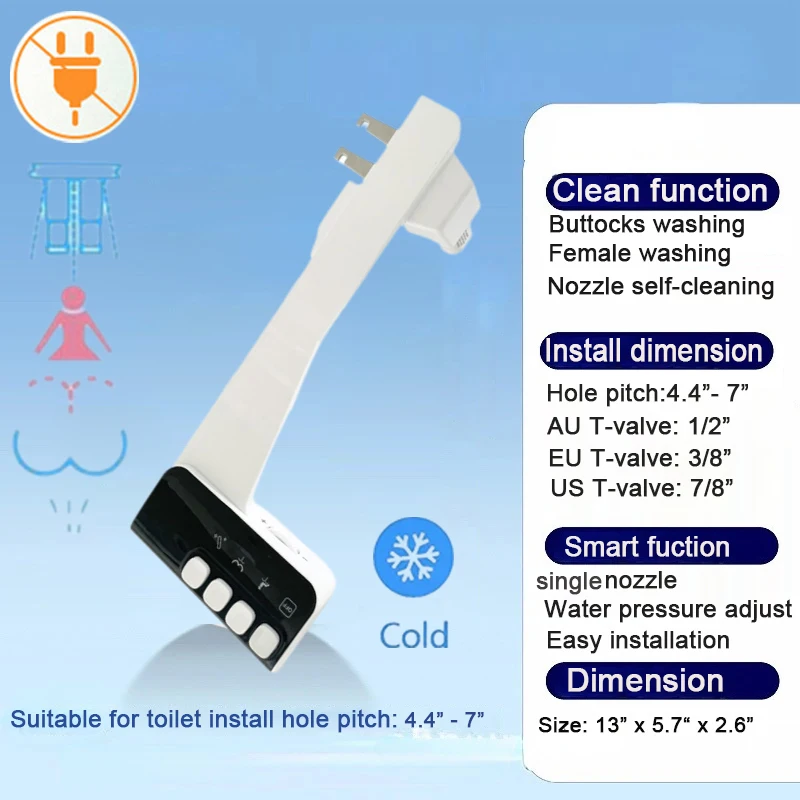 No-Power Bidet Toilet Cleaner Bidet Wash Inteligente Dual Nozzles Bidet Function Foldable Toilet Cover Bathroom Accessories