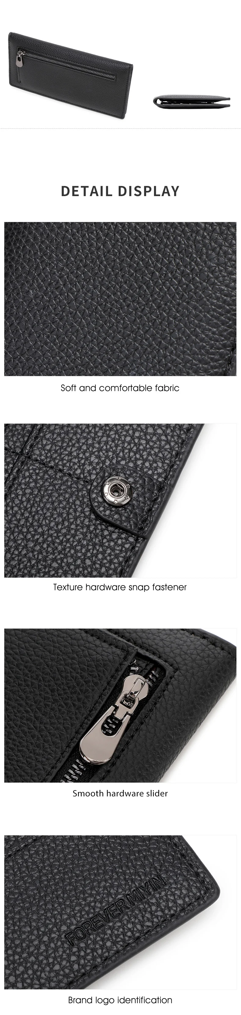 Minimalistische, ultradünne Damen-Geldbörse, RFID-blockierendes Kreditkartenetui, zweifach faltbar, lange Damen-Geldbörse, einfarbig, tragbare Clutch – Detail 10