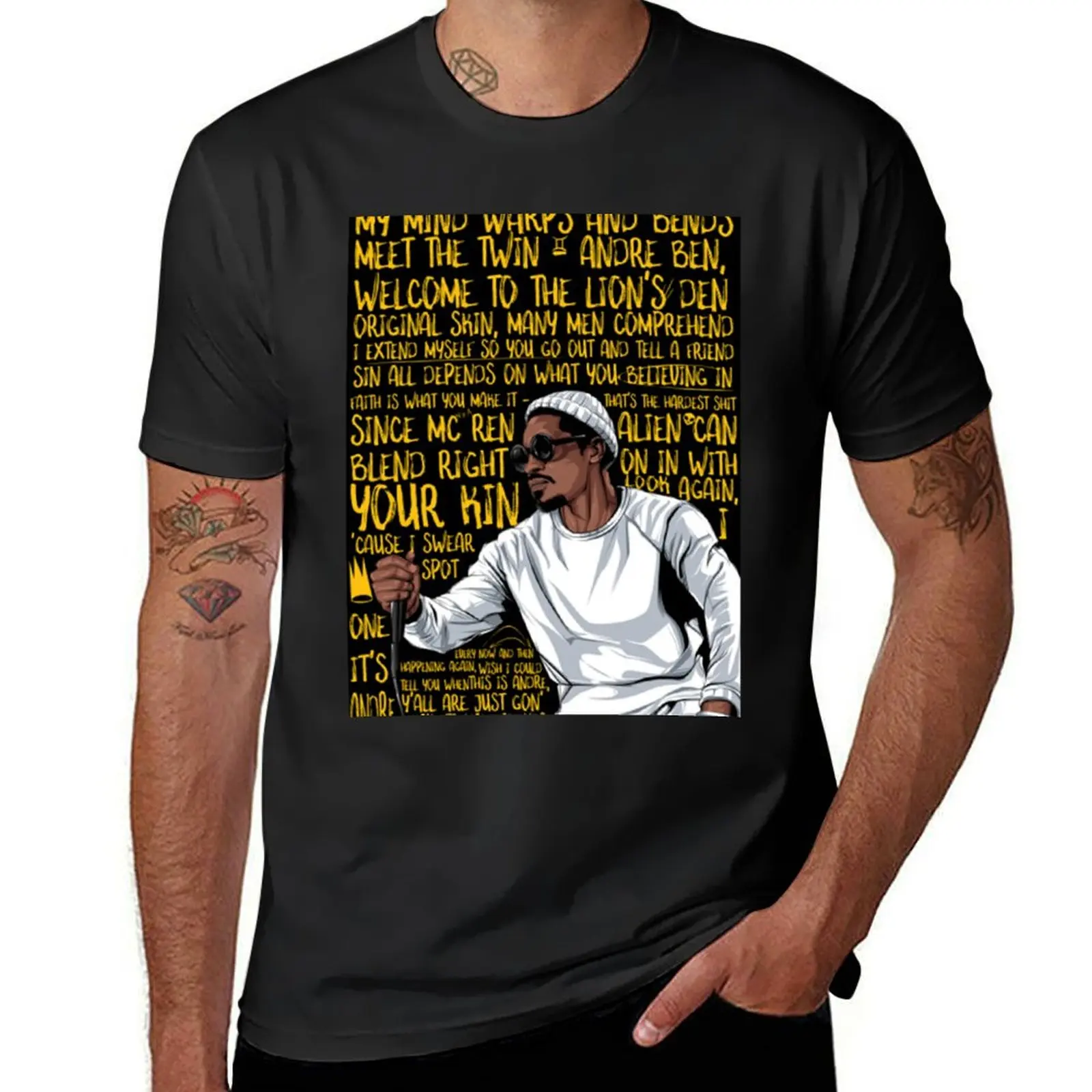 Andre 3000 The twin T-Shirt quick drying cute clothes oversizeds mens vintage t shirts