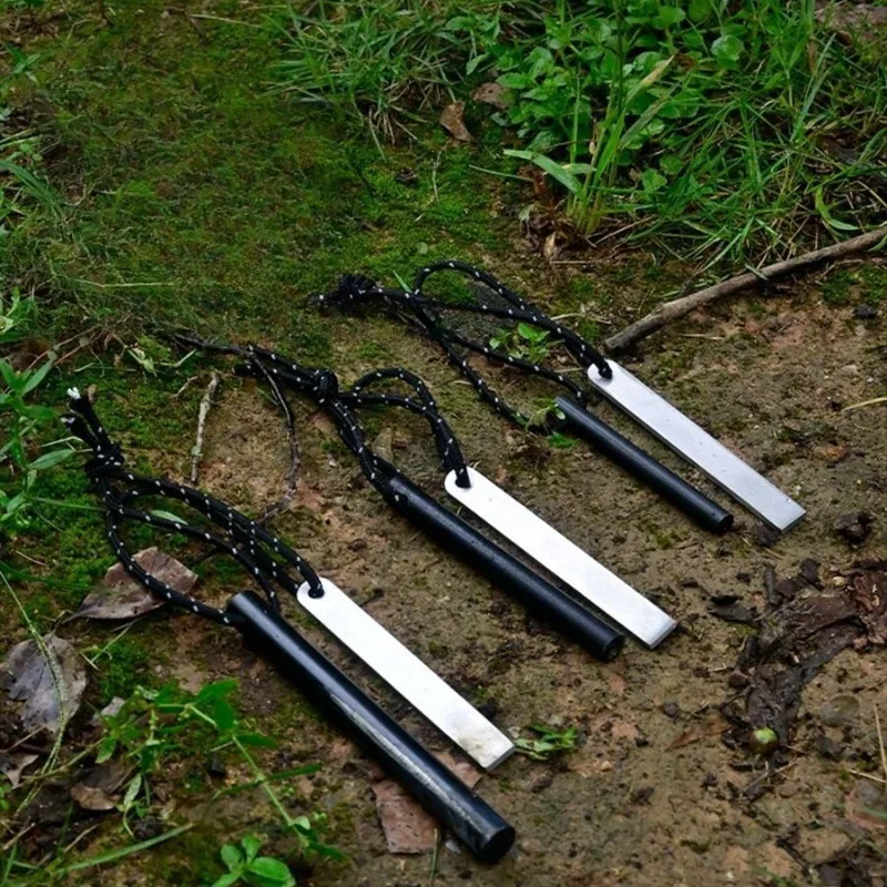 New Outdoor Survival Fire Starter Multifunctional Ferrocerium Rod with Paracord & Scraper, Camping Emergency Flint Fire Steel - view 2