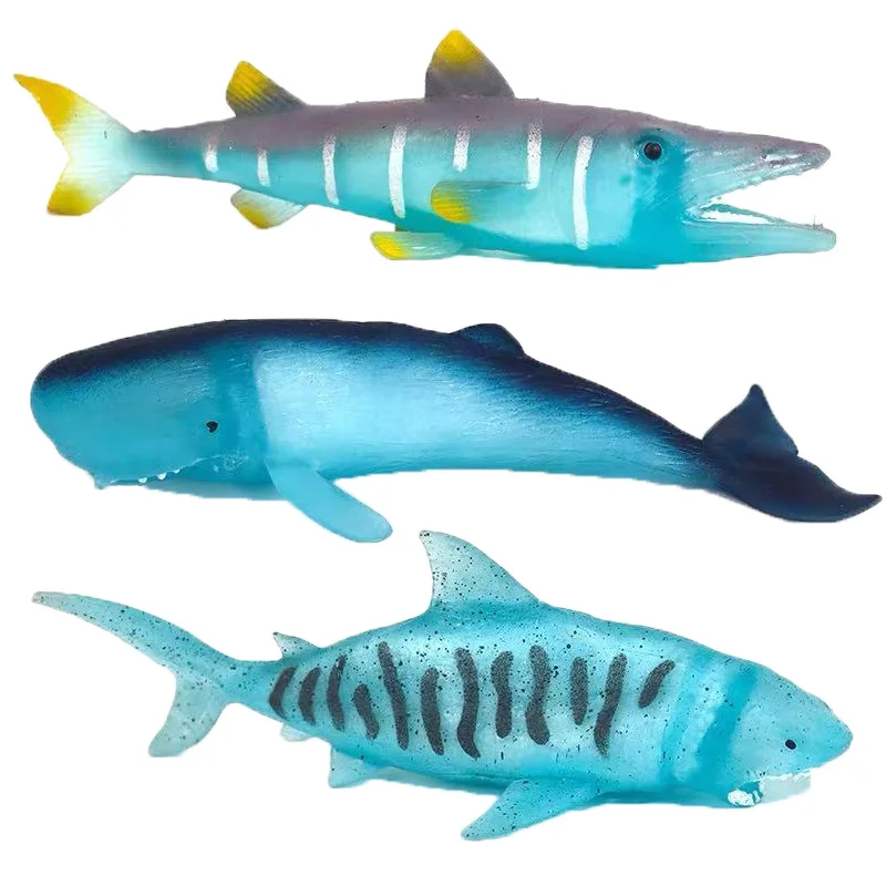 Juguete de Silicona que Brilla en la Oscuridad para Aliviar el Estrés, Modelo de Tiburón Marlin, Animales Oceánicos, Regalos ...