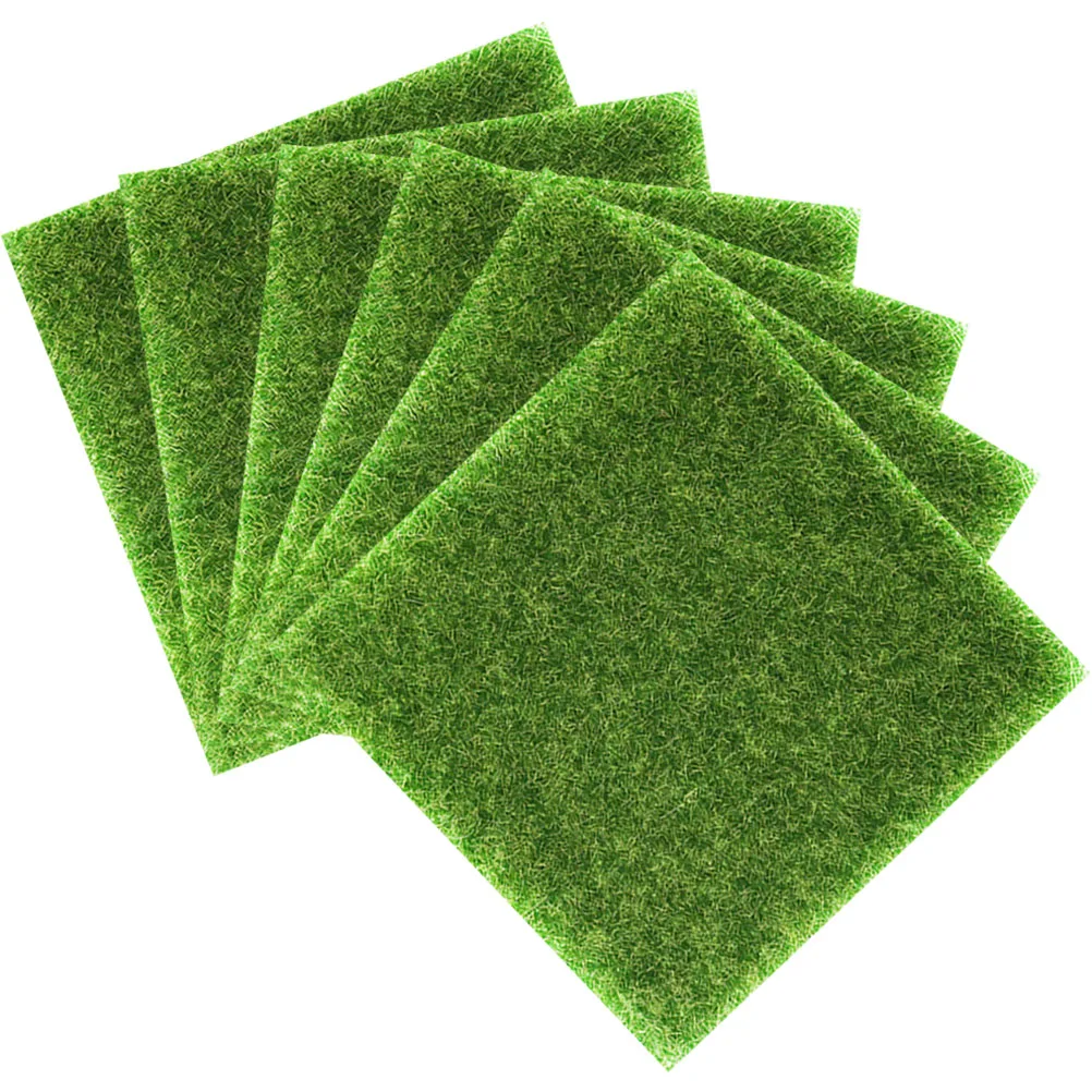

6pcs Diy Fake Grass Mat Wear-Resistant Artificial Moss Decorative Landscaping Supply For Garden Craft Indoor Outdoor Use