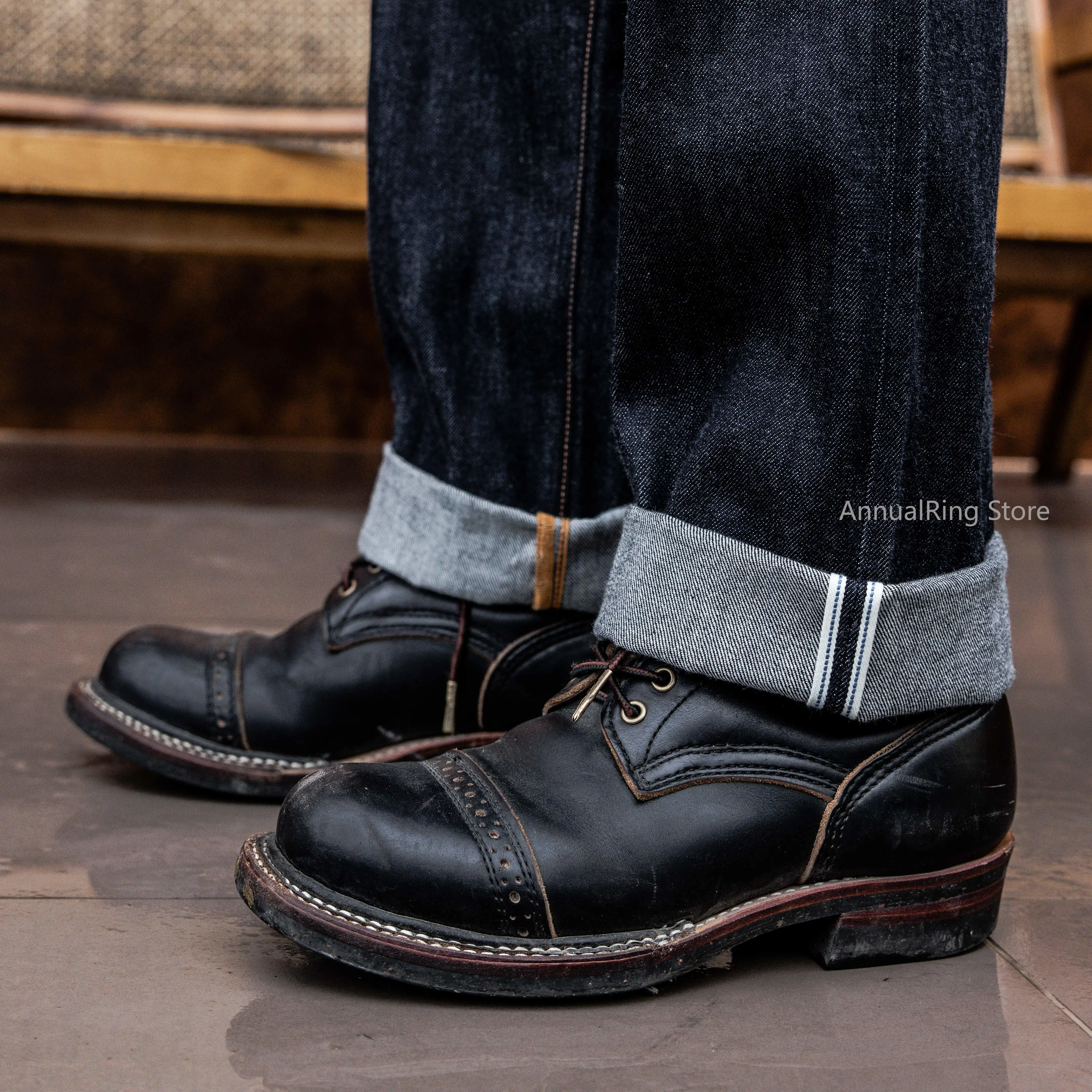 Red Tornado กางเกงยีนส์ผู้ชายฤดูร้อนบาง 55501 หลวมตรง Selvedge DENIM กางเกงยีนส์ 11OZ ผ้าฝ้าย 100% ดิบ DENIM กางเกง