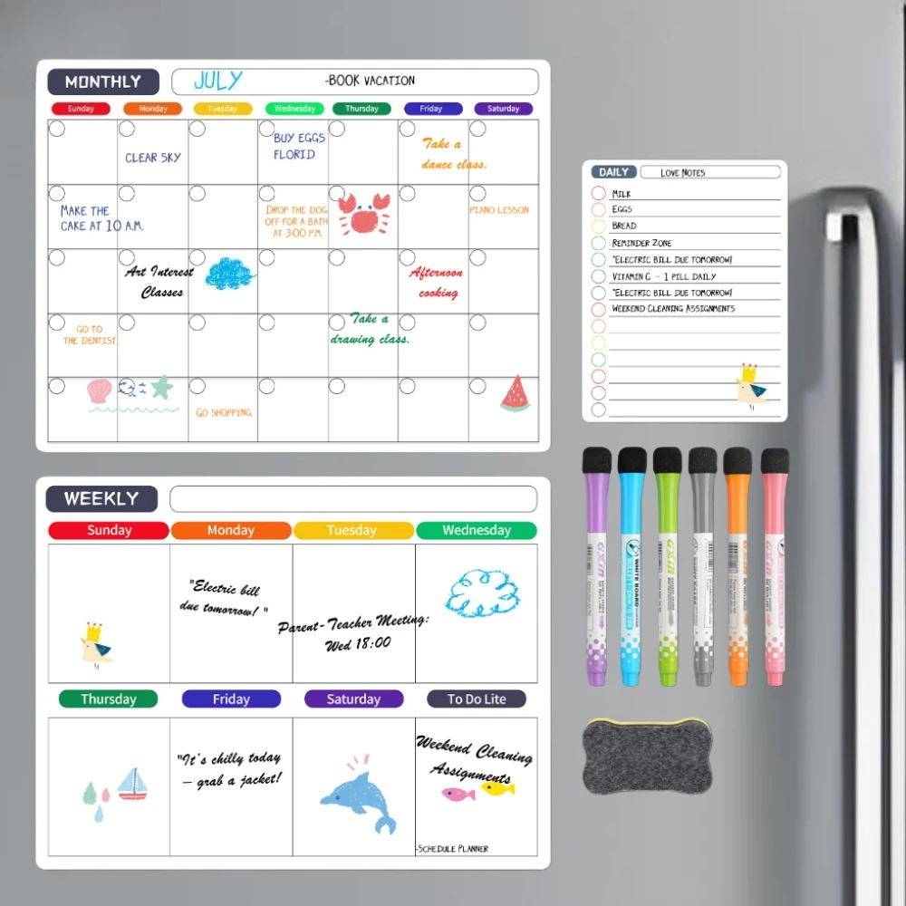 

Магнитный календарь для холодильника, ежемесячный еженедельник, календарь, стол, доска для сухого стирания с ручкой, наклейка на холодильник, доска объявлений