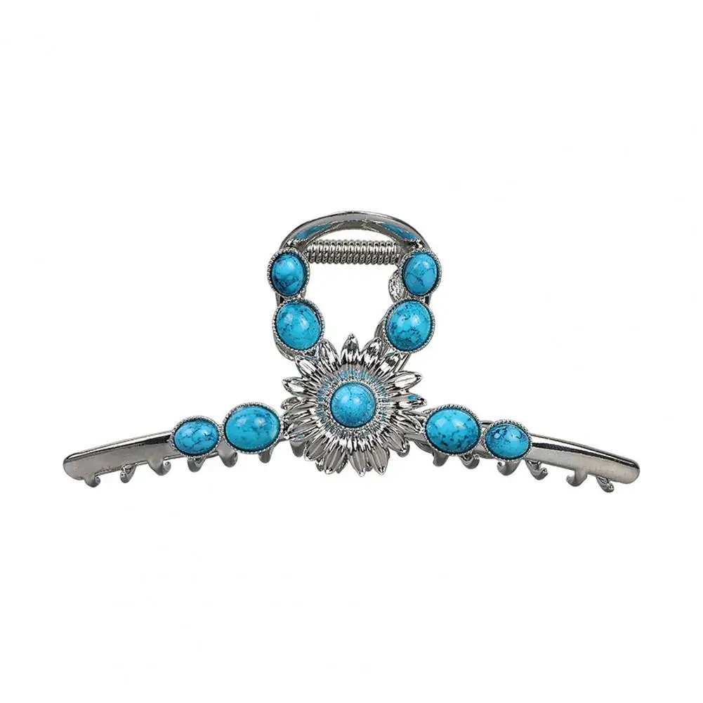 Hair Claw Clip Metal Unique Design Claw Clip Turquoise Blue Stone Hair Claw Clips Set Retro Western Style Hairpins for Women