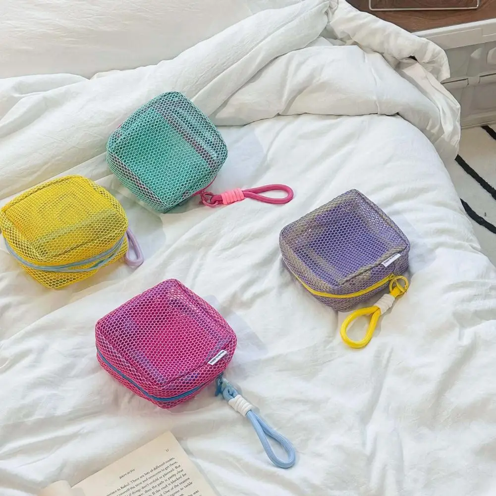 ナイロンメッシュオーガナイザー ジッパーメッシュ収納ポーチ カラフルなメッシュ収納ポーチ ジッパー開閉付きセット 整理用ポータブル