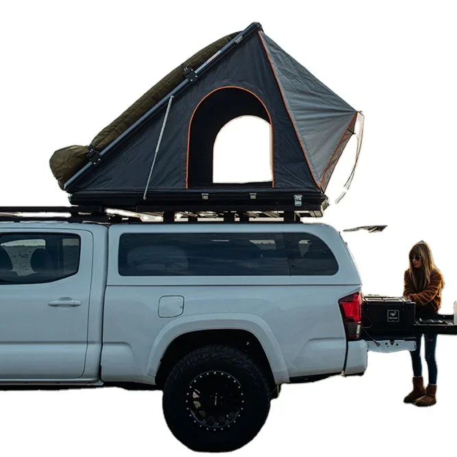 

Camping Aluminum 4 Person Roof Top Tent Car Rooftop Tent Triangle Clamshell Hard Shell Top Roof Tent